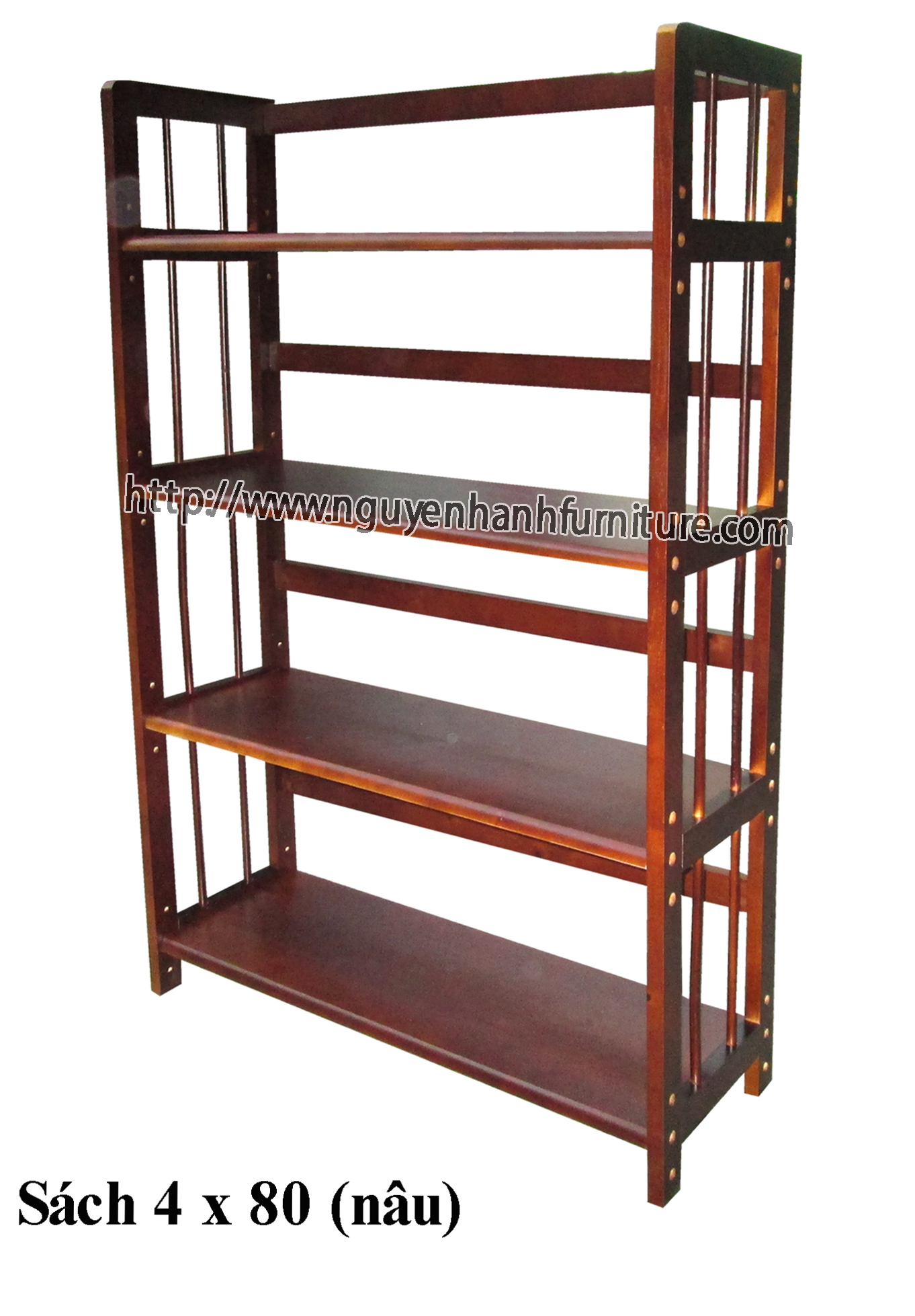 Name product: 4 storey Adjustable Bookshelf 80 (Brown) - Dimensions: 80 x 28 x 120 (H) - Description: Wood natural rubber